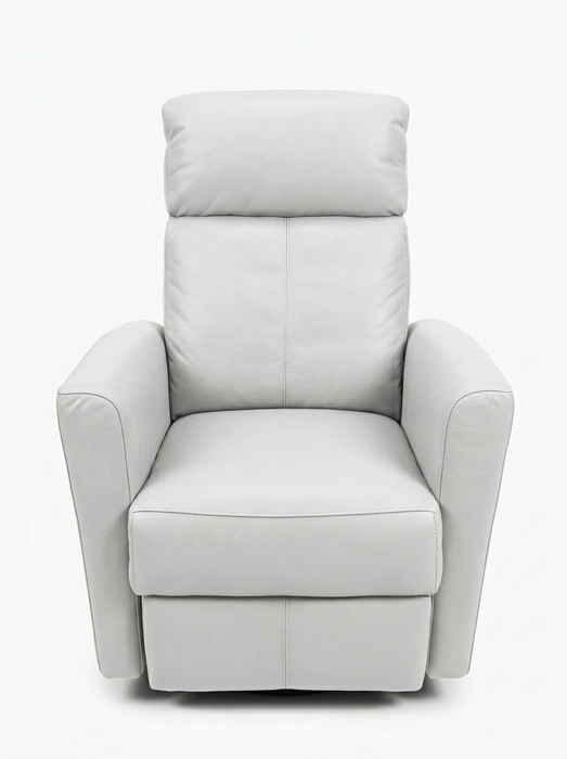 LEATHER ITALIA ASHBURY LEATHER SWIVEL + GLIDER RECLINER CHAIR . WHITE ARCTIC GLIDER LEATHER ITALIA USA