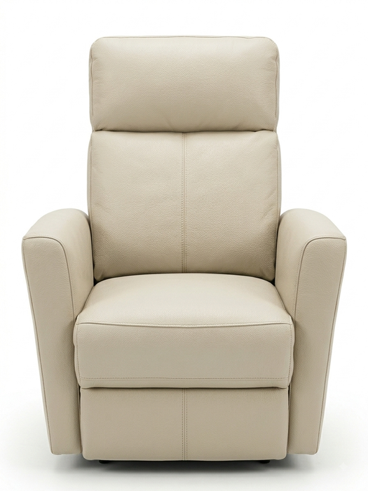 LEATHER ITALIA ASHBURY LEATHER SWIVEL + GLIDER RECLINER CHAIR . CREAM GLIDER LEATHER ITALIA USA