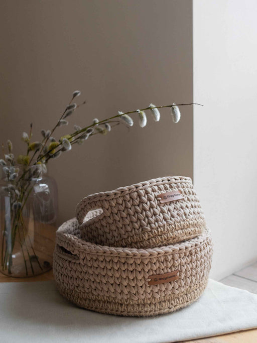 Basket Round with Jute Accent Set of 2 baskets Beige Storage & Organization Anzy Home