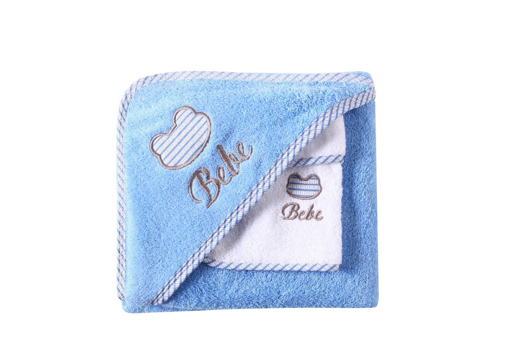 HOODED TOWEL SET BLUE