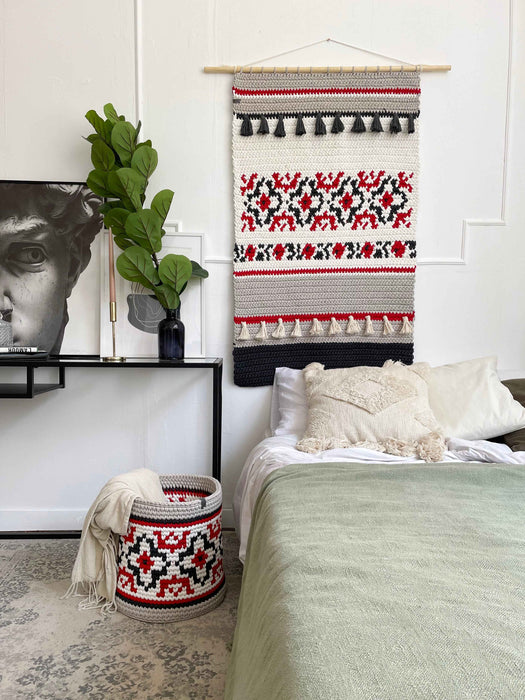 Crocheted Wall Art in Ukrainian Vyshyvanka Style