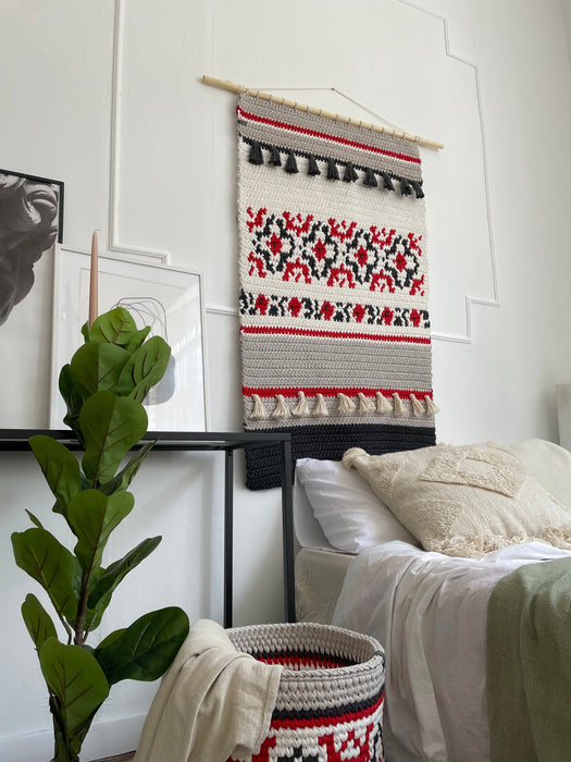 Crocheted Wall Art in Ukrainian Vyshyvanka Style Anzy Home