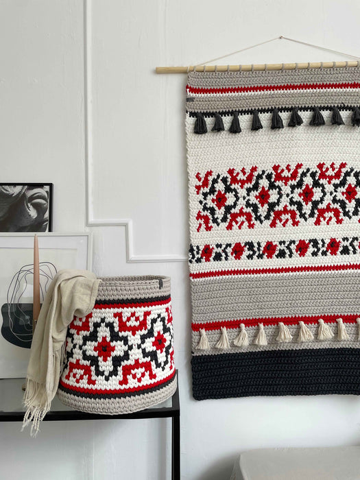 Crocheted Wall Art in Ukrainian Vyshyvanka Style