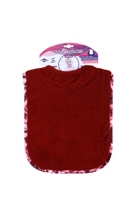 ABSTRACT WATERPROOF BIB WITH SNAPS, SOLID MAROON - MEDIUM