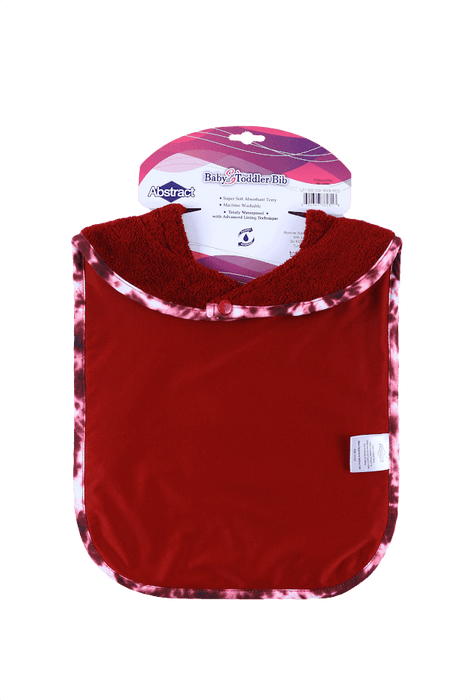 ABSTRACT WATERPROOF BIB WITH SNAPS, SOLID MAROON - MEDIUM