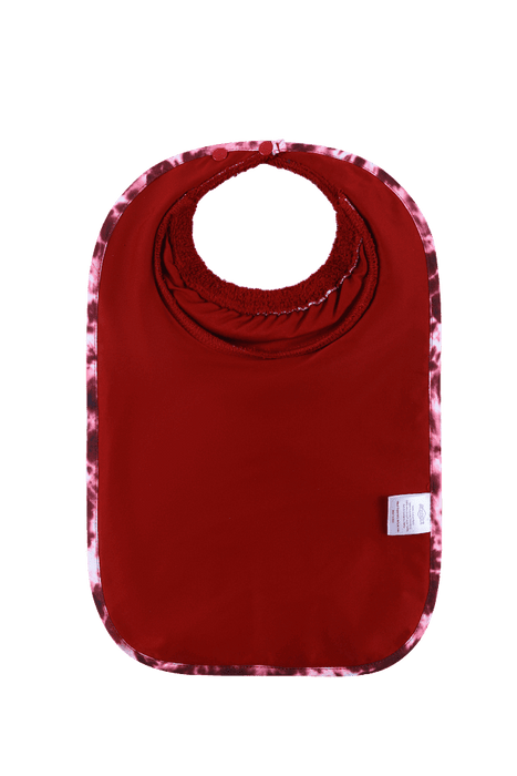 ABSTRACT WATERPROOF BIB WITH SNAPS, SOLID MAROON - MEDIUM