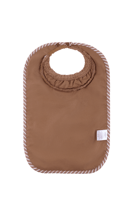 ABSTRACT WATERPROOF BIB WITH SNAPS, SOLID TAN - MEDIUM