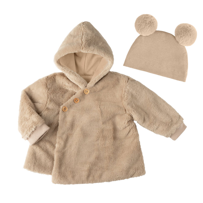 faux fur jacket - Hat subject to availability Beige Baby & Toddler Tricot Bebe