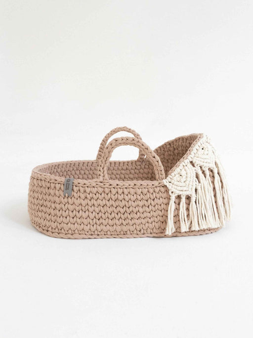 Doll Moses Basket Macrame Hood w/Rocking Stand Beige Dolls, Playsets & Toy Figures Anzy Home