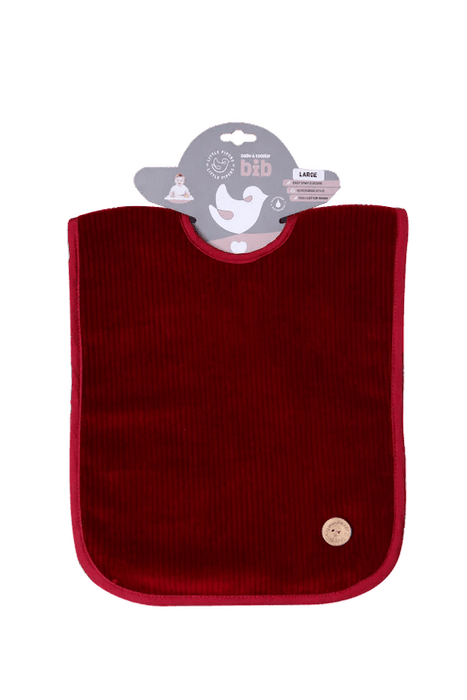 LITTLE PIPERS WATERPROOF BIB W/ SNAPS - RIBBED BURGUNDY - SMALL 8" X 10.5"