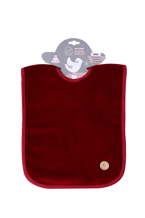 LITTLE PIPERS WATERPROOF BIB W/ SNAPS - RIBBED BURGUNDY - SMALL 8" X 10.5"