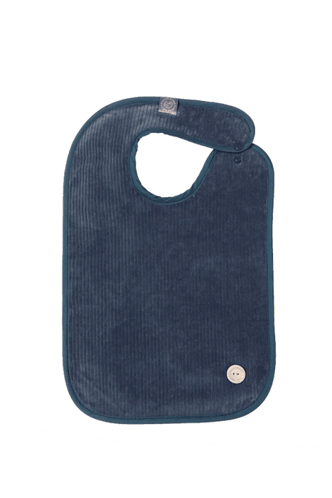 LITTLE PIPERS WATERPROOF BIB W/ SNAPS - RIBBED CHAMBRAY - SMALL 8" X 10.5"