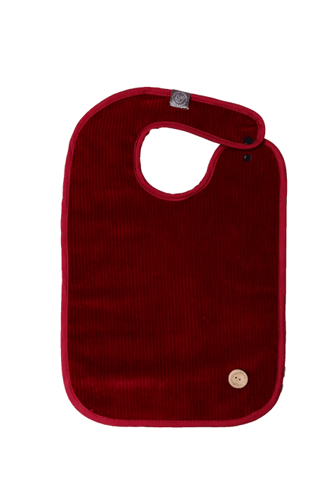 LITTLE PIPERS WATERPROOF BIB W/ SNAPS - RIBBED BURGUNDY - SMALL 8" X 10.5"