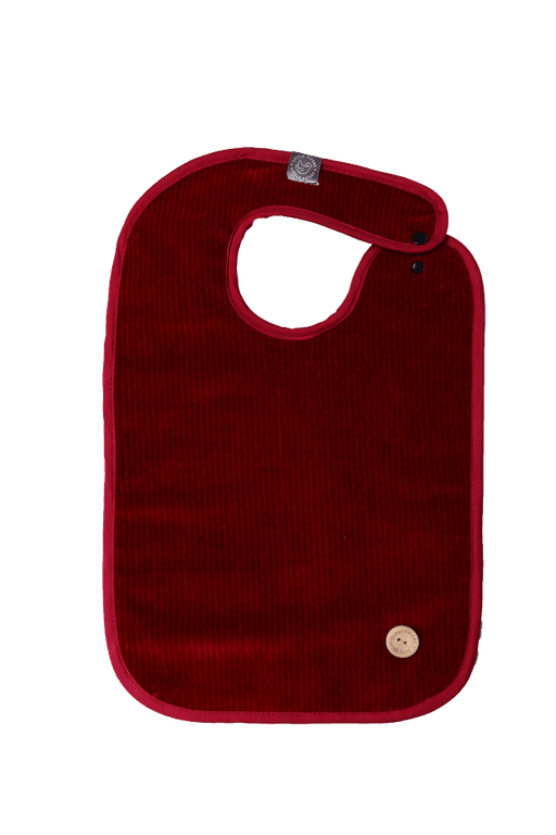 MED BIB W/ SNAPS RIBBED BURGUNDY