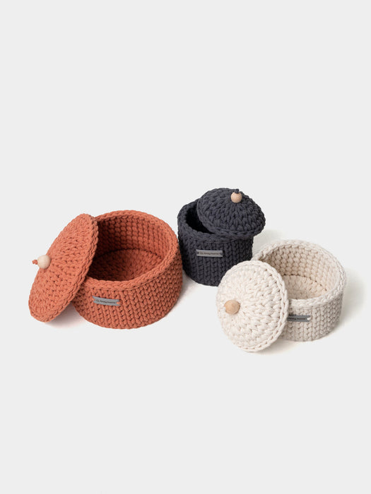 Round Storage Baskets w/ Lid Recycled | US Stock Storage & Organization Anzy Home
