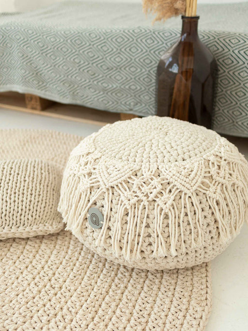 Pouf Boho with Macrame Decor Pouf Anzy Home