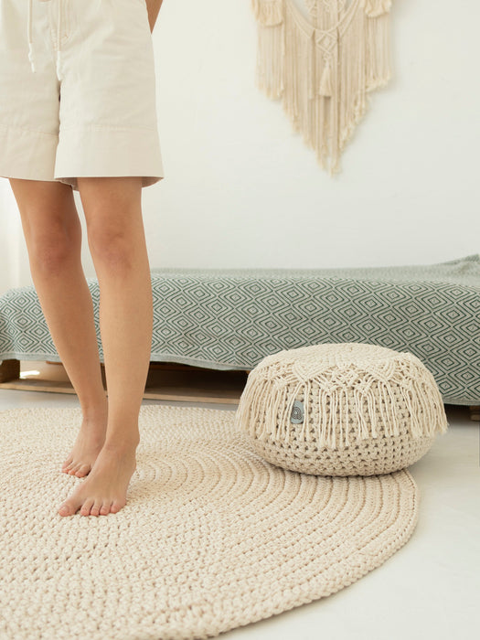 Pouf Boho with Macrame Decor Pouf Anzy Home