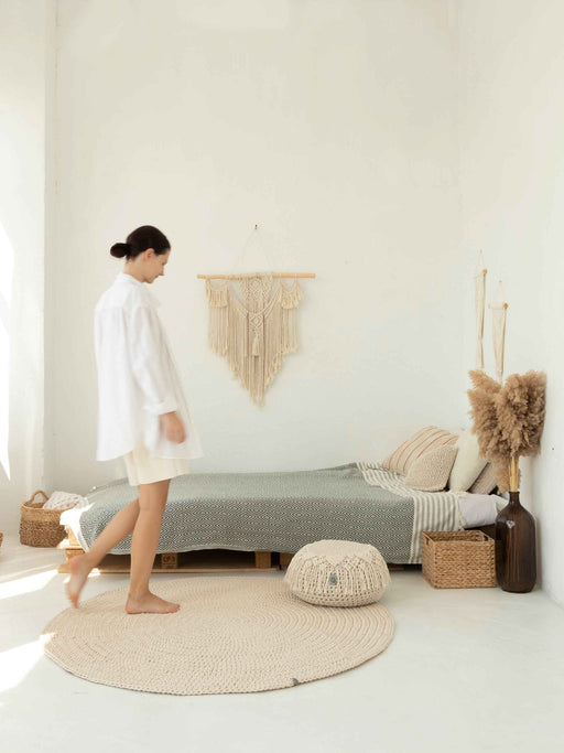 Pouf Boho with Macrame Decor Pouf Anzy Home