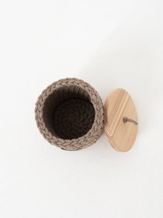 Round Storage Baskets w/ Wooden Lid Recycled Storage & Organization Anzy Home