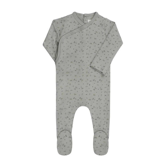 AURORA CLASSICS BABY FOOTIE – FLORAL RIB COLLECTION BLUE FOOTIE AURORA