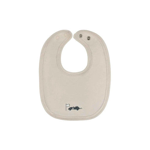 AURORA CLASSICS BABY BOY BIB JERSEY COTTON RACE CAR COLLECTION . TAN BIB AURORA