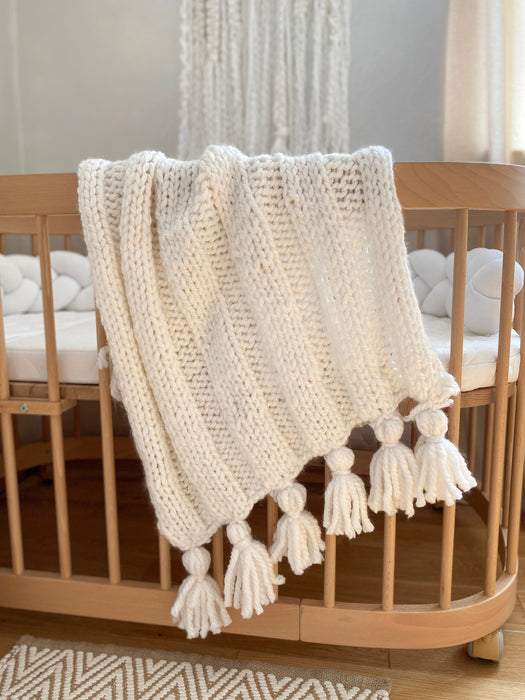 Boho Hand-Knitted Baby Blanket Blankets Anzy Home