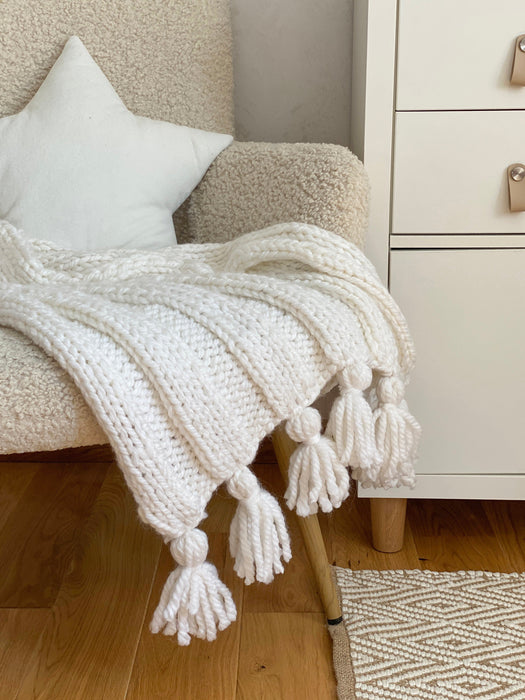 Boho Hand-Knitted Baby Blanket Blankets Anzy Home