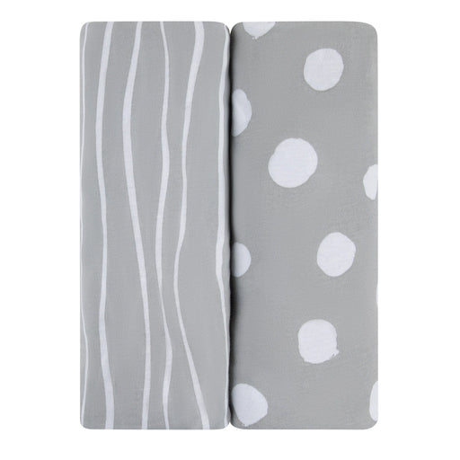 2PK FITTED SHEET WHITE AND GREY