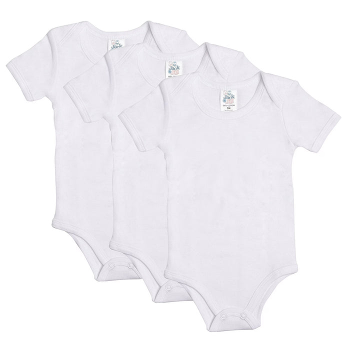 JACK & JILL BABY SHORT SLEEVE WHITE BODYSUIT UNISEX ORGANIC 100% COTTON ONESIES 3-PACK N A UNDERSHIRTS JACK & JILL
