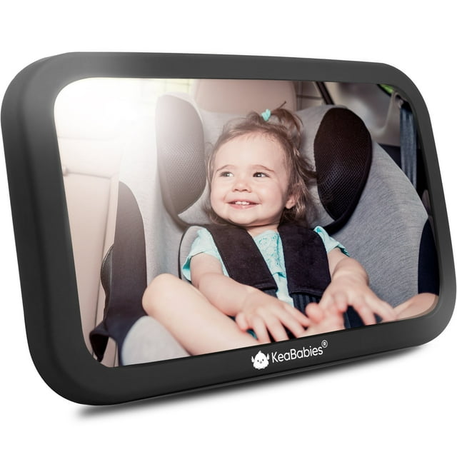 KEABABIES BABY CAR MIRROR, LARGE SHATTERPROOF BABY CAR SEAT MIRROR FOR REAR FACING, BLACK