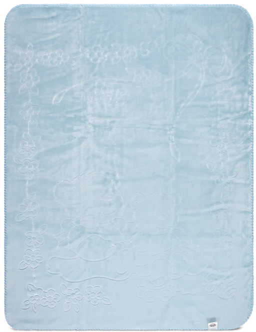 FIRST ESSENTIALS CRIB BABY ENGRAVED BEAR BLANKET - (43"- 31") . BLUE BLANKETS FIRST ESSENTIALS