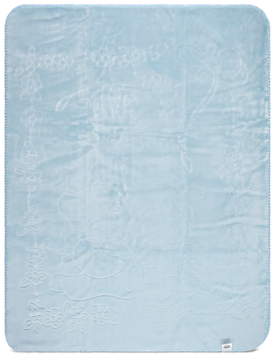 FIRST ESSENTIALS CRIB BABY ENGRAVED BEAR BLANKET (43"- 55") . BLUE BLANKETS FIRST ESSENTIALS