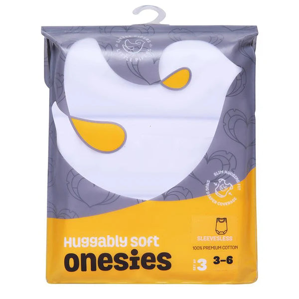 LITTLE PIPERS 3-PACK HUGGABLY SOFT CAMISOLE ONESIES - WHITE . UNDERSHIRTS LITTLE PIPERS