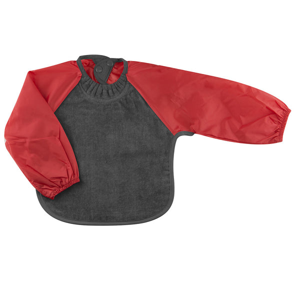 SILLY BILLY LONG SLEEVE BIB SMALL RED/GREY