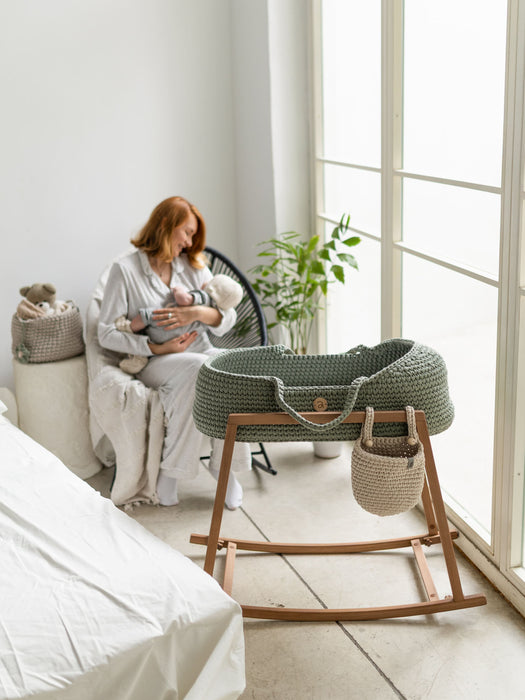 Baby Moses Basket with Round Hood Standard EU Bassinets & Cradles Anzy Home