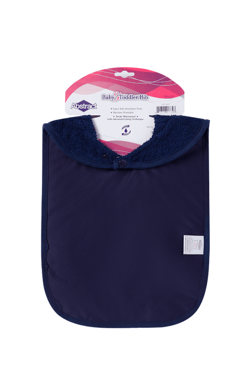 ABSTRACT WATERPROOF BIB WITH SNAPS, SOLID NAVY - MEDIUM