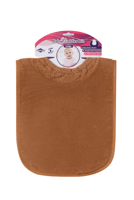 LITTLE PIPERS WATERPROOF BIB WITH SNAPS, SOLID TAN - SMALL