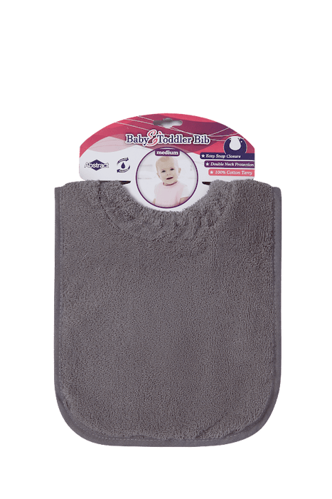 ABSTRACT WATERPROOF BIB WITH SNAPS, SOLID GRAY - LARGE