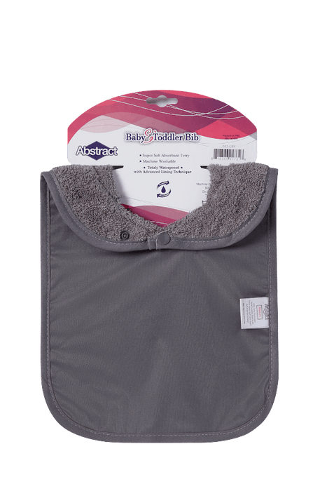 ABSTRACT WATERPROOF BIB WITH SNAPS, SOLID GRAY - LARGE