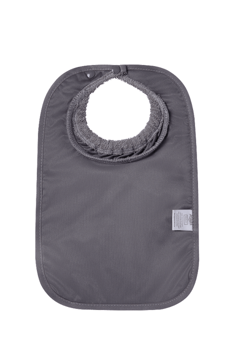 ABSTRACT WATERPROOF BIB WITH SNAPS, SOLID GRAY - LARGE