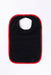 ABSTRACT WATERPROOF BIB WITH SNAPS, BLACK WITH RED TRIM - MEDIUM