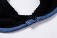 ABSTRACT WATERPROOF BIB WITH SNAPS, BLACK WITH DENIM TRIM - MEDIUM