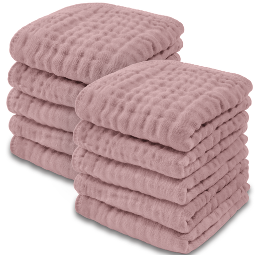 Muslin Washcloths by Comfy Cubs - Mauve Washcloths Comfy Cubs