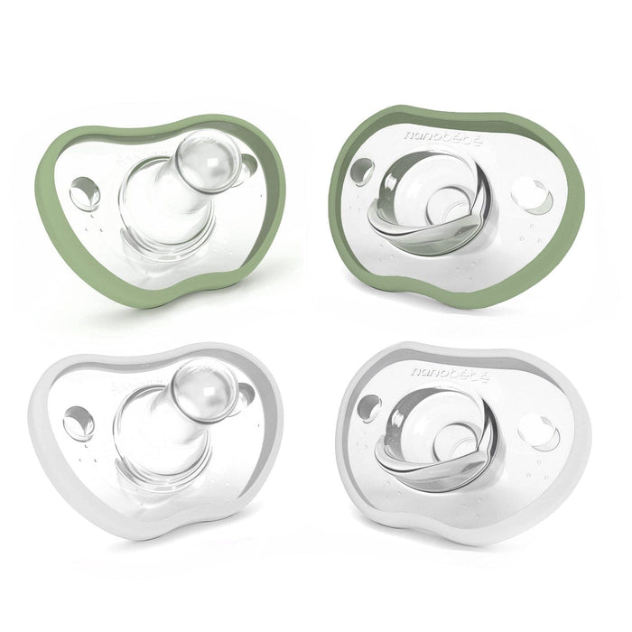 Flexy Silicone Pacifiers Sage-White 0-3 Months 4-Pack Pacifiers & Teethers Nanobébé