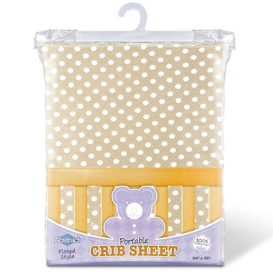 ABSTRACT FITTED SHEET POLKA DOT BEIGE FOR PORTABLE CRIB 24