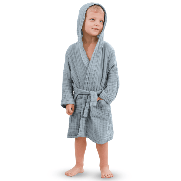 Muslin Bath Robe for Kids, Pacific Blue by Comfy Cubs Comfy Cubs