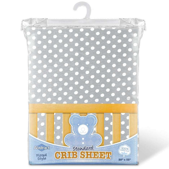 ABSTRACT FITTED SHEET POLKA DOT GREY FOR REGULAR CRIB - 28" X 52"