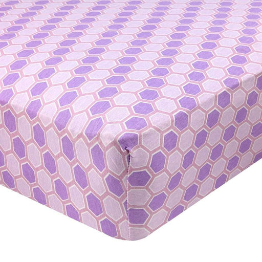 ABSTRACT FITTED SHEET HONEYCOMB LAVENDER FOR STANDARD CRIB - 28" X 52"