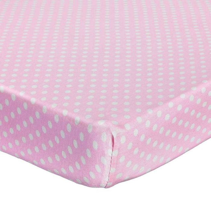 ABSTRACT FITTED SHEET POLKA DOT PINK FOR PORTABLE CRIB - 24" X 38`