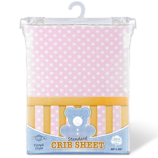 ABSTRACT FITTED SHEET PINK POLKA DOT FOR REGULAR CRIB - 28" X 52"